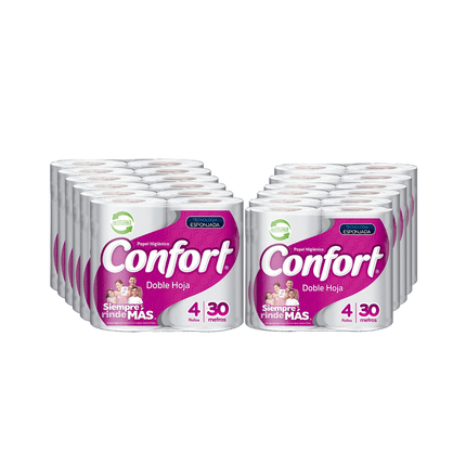 Papel Higiénico Confort Doble Hoja 24 Rollos  30 metros