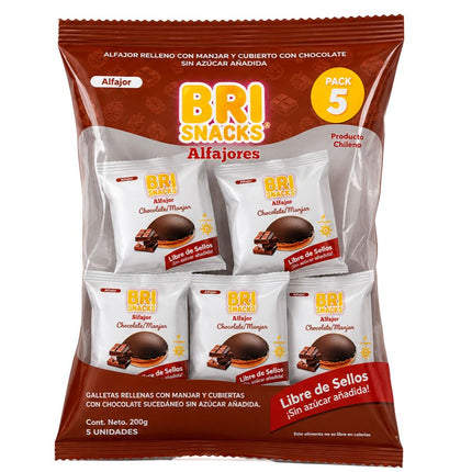 Alfajor Sin Azúcar Chocolate 40 g 5 un. - Brisnacks | Apishop