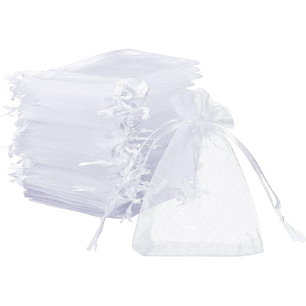 200 Bolsas de Organza para Dulces 7 x 9 cm, Bolsitas Transparentes con Cordón para Regalos de Fiestas Recuedos de Boda Bautizo Saquito para Guardar Cositas como Joyas