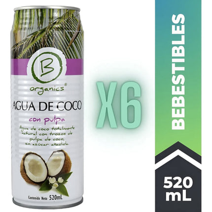 Agua de Coco 6X con pulpa 520ml