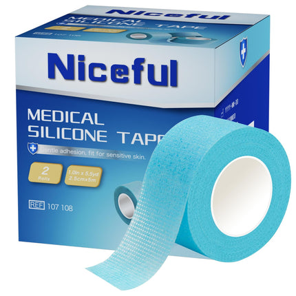 Cinta adhesiva médica de silicona Niceful, 2 rollos, para el cuidado de heridas, color azul