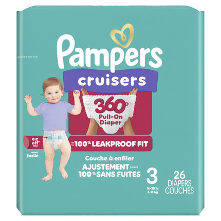 Pañales Pampers Cruisers 360 Talla 3, 26 unidades, tipo pull-on
