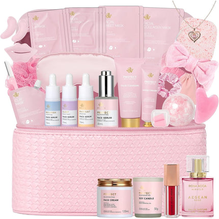 Set Cuidado Facial RAROSAACCA 33 Piezas Spa Regalo Rosa