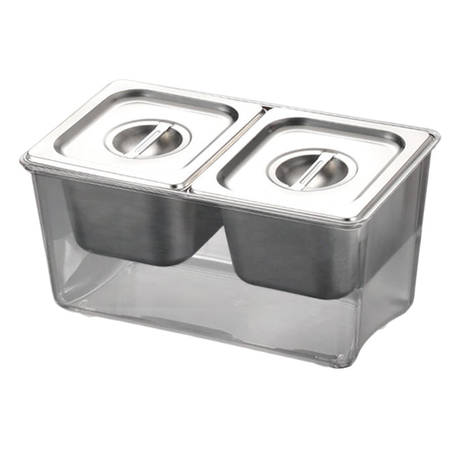 Carrito Para Condimentos Refrigerados, Compartimentos Extraíbles Para Bares, Tiendas De Té Con Leche, 2 Compartimentos
