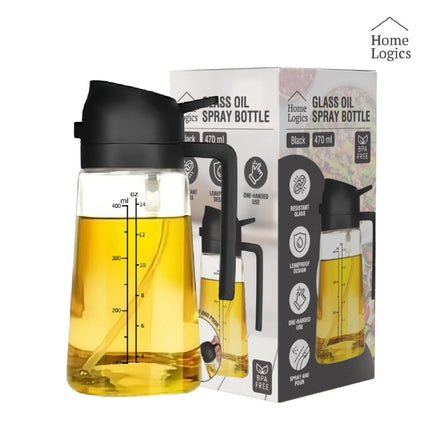 Dispensador de Aceite 2 en 1 de Vidrio 470 ml Negro Home Logics 1 un