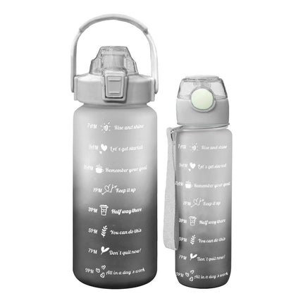 Botellas De Agua Motivacionales 2l Y 900ml Gris Negro