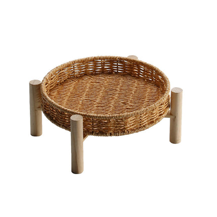 Cesta Para Servir De Ratán Para Almacenamiento De Verduras, Cestas Redondas Para Pan De Ratán Para Frutas, 22 × 10 × 4 Cm