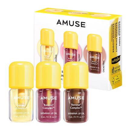 Aceite labial Amuse Seoul Banana Mini Trio Skincare Vegan