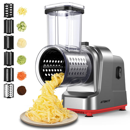 Rallador de queso eléctrico ATBKIT 250W con 6 cuchillas 110V