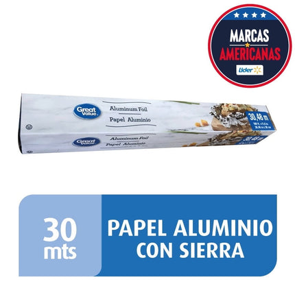 Papel Aluminio 30 Metros Corte Sierra, 1 Un