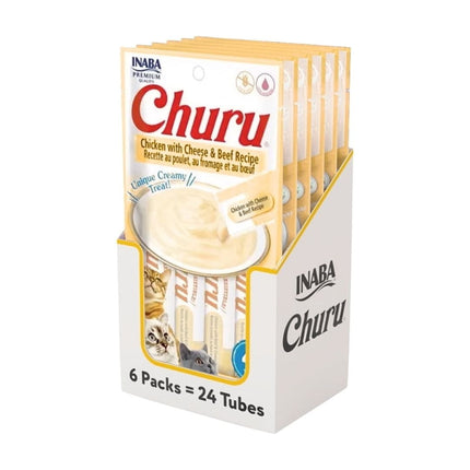 Cajita Churu Gatos Pollo C/ Queso Y Carne 6 Un. (24 Tubitos)
