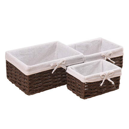 Cestas De Almacenamiento Tejidas De 3 Piezas Caja De Cosméticos De Paja De Regalo Para Pan De Bocadillos De Frutas B