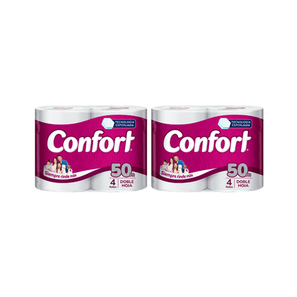 Pack 8 Rollos Confort Doble hoja 50Mts