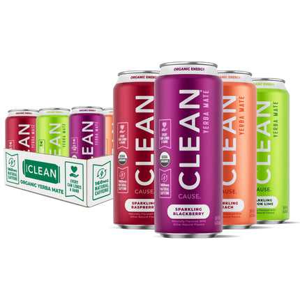 Bebida efervescente CLEAN CAUSE Yerba Mate Tea 473 ml, paquete de 12