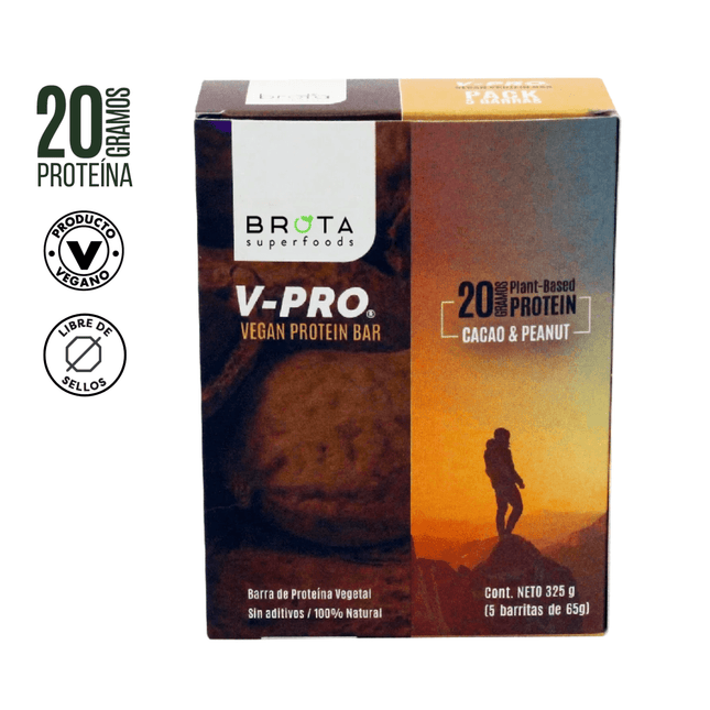 Caja 5 barritas V-PRO Cacao & Peanut 325g
