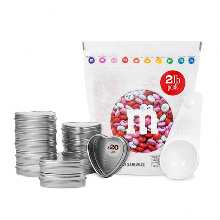 Kit de regalo de chocolate M&M'S para el Día de San Valentín de 2 libras con 20 latas