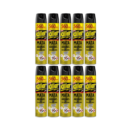 Pack 10 Insecticida en Aerosol 560cc Elimina Arañas y Cucarachas