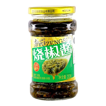 Salsa Picante China Marca Zengshi Estilo Chongqing Aji verde Asado  *252 gr