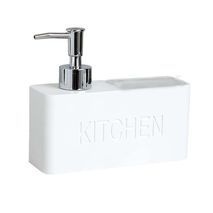 Dispensador De Jabón Líquido Y Soporte De Esponja Fregadero De Cocina De Resina Tidy White