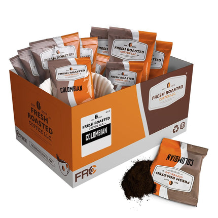Café recién tostado colombiano premolido, 42 x 50 ml, fraccionado