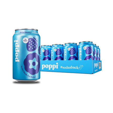 Bebida Prebiotic Wild Berry Lata Poppi 12 x 355 ml | Apishop.cl