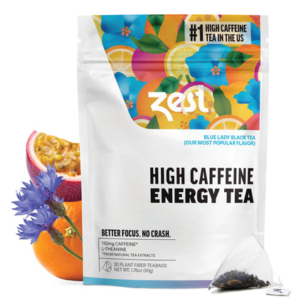 Té negro de maracuyá Tea Zest Energy Blue Lady, 20 unidades