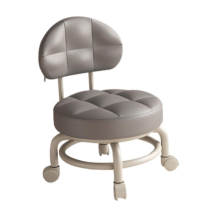 Taburete Con Ruedas Redondo Bajo Limpieza Con Respaldo Para Salón Peluquería Cocina Gris Oscuro