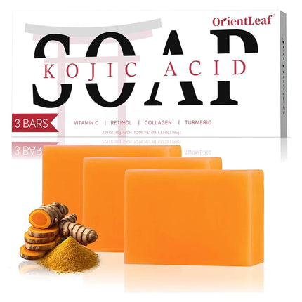 Jabón ORIENTLEAF de ácido kójico con cúrcuma y vitamina C, paquete de 3