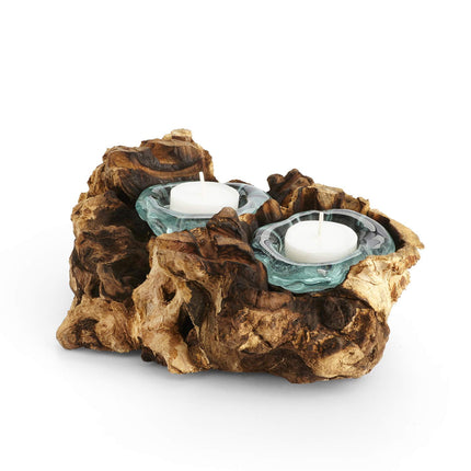 Vela de té doble Cohasset Molten Glass #652 -2 con portavelas