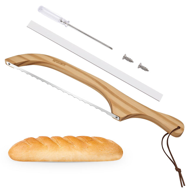 Cuchillo para pan RAPSAKEMOH, cortador de pan de masa madre con mango de madera