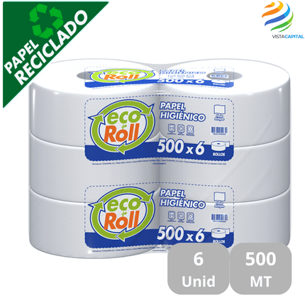 Papel Higienico Ecoroll 500 mt Pack 6 Unidades TecnoPapel