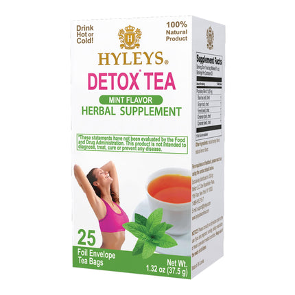Té verde desintoxicante Tea Hyleys con menta, jengibre e hinojo, 25 bolsas