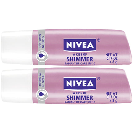 Barra para el cuidado de labios NIVEA A Kiss of Shimmer Pearly Shimmer, paquete de 2