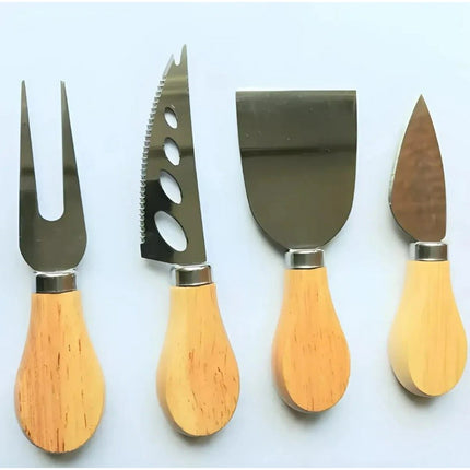 Set Cuchillos Para Queso Mango Madera Cocktail Acero Inox Madera