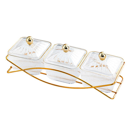 Fuente Nórdica Para Servir Con Tapa, 3 Cuencos Para Servir Aperitivos, Galletas Dulces Caseras, Transparente