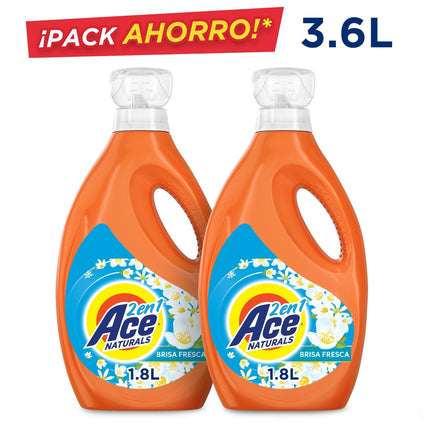 Detergente Líquido concentrado Brisa Fresca Pack 2 Botella, 3600 ml