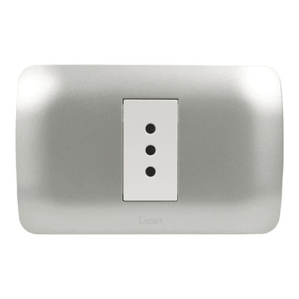 Enchufe Embutido Simple 2p+t 10a blanco / Plata Armado - Lexo