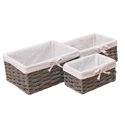 Cestas De Almacenamiento Tejidas De 3 Piezas Caja De Cosméticos De Paja De Regalo Para Pan De Bocadillos De Frutas A