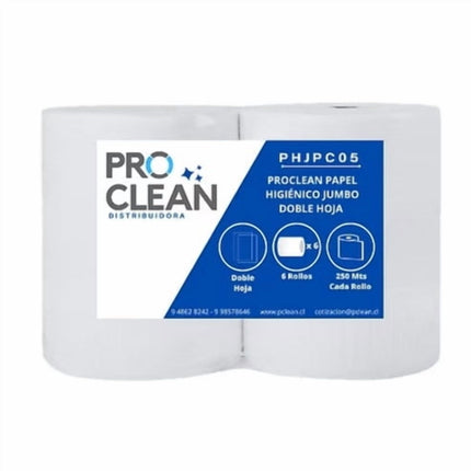 Papel higiénico jumbo Proclean Doble Hoja 6x250 Metros
