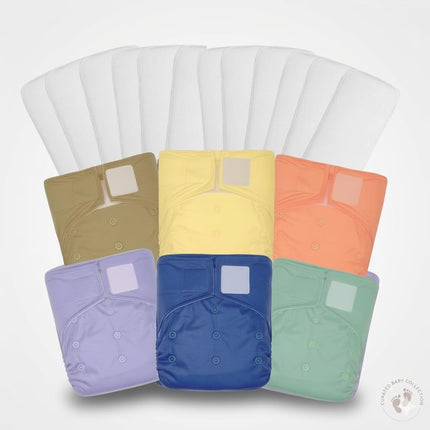 Pañales de tela KaWaii Baby HD2 talla única con insertos, 8–36 lb, paquete de 6