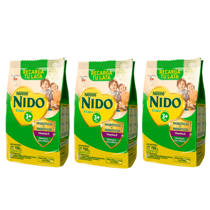Pack 3 Leche En Polvo Nido Etapa 3+ Bolsa 700g +3 años