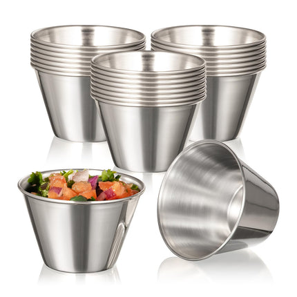 Vasos de salsa para mojar, aptos para preparación de comidas, acero inoxidable, 120 ml (paquete de 2