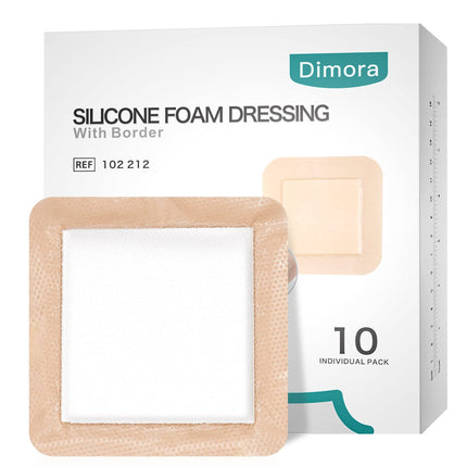 Apósito de espuma de silicona Dimora, impermeable, 6 x 6 cm, para el cuidado de heridas