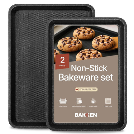 Juego de bandejas para hornear galletas Bakken Swiss de acero al carbono antiadherente, 2 piezas