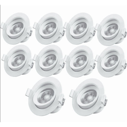 Pack 10 Spot Basculante Led Embutido Redondo 6.5w 5000k