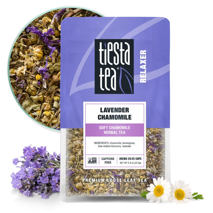 Té de hierbas, té Tiesta, lavanda, manzanilla, hojas sueltas, 25 tazas