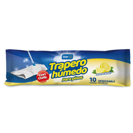 Trapero Húmedo para Pisos Aroma Limón Bolsa, 10 Un