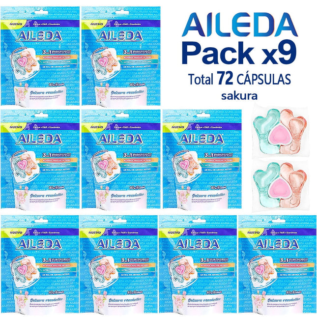 Detergente En Capsulas Premium Aileda Para Viajes En Total 72 Unidades sakura