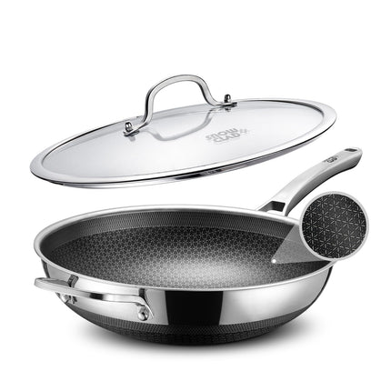 Wok Pan SNOWCLAD Hybrid de acero inoxidable antiadherente de 13 pulgadas