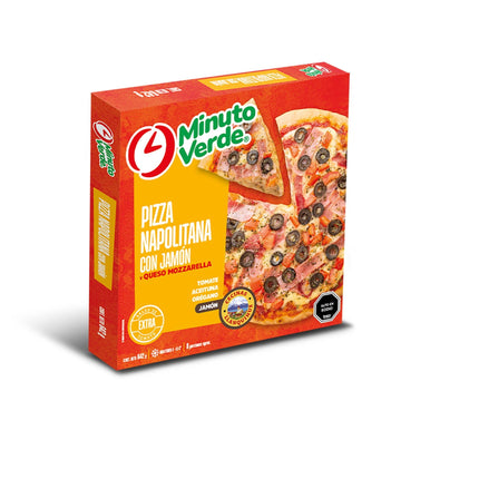 Pizza Napolitana con Jamón y Queso Mozzarella, 642 g